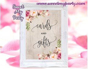 Boho Cards and gifts sign printable,Floral Cards and gifts sign,(31)